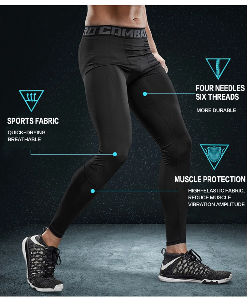 Men's Compression Pants Cycling Running Basketball Soccer Elasticity Sweatpants Fitness Tights Legging Trousers Rash Guard Gym