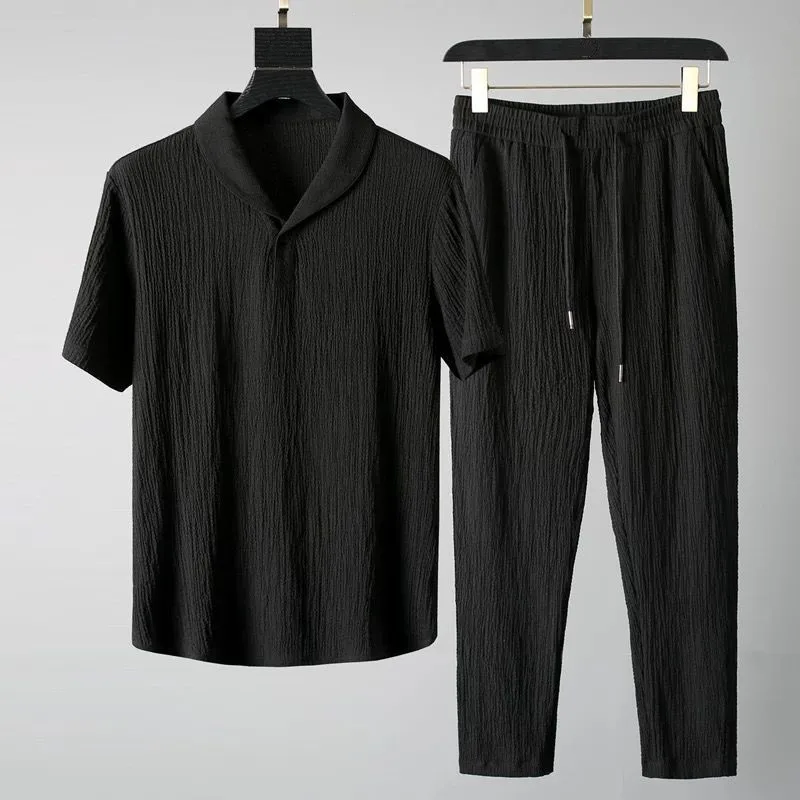 (Shirt + trousers)2026 summer men fashion classic shirt men's business casual fashion shirts men A set of clothes size M-4XL