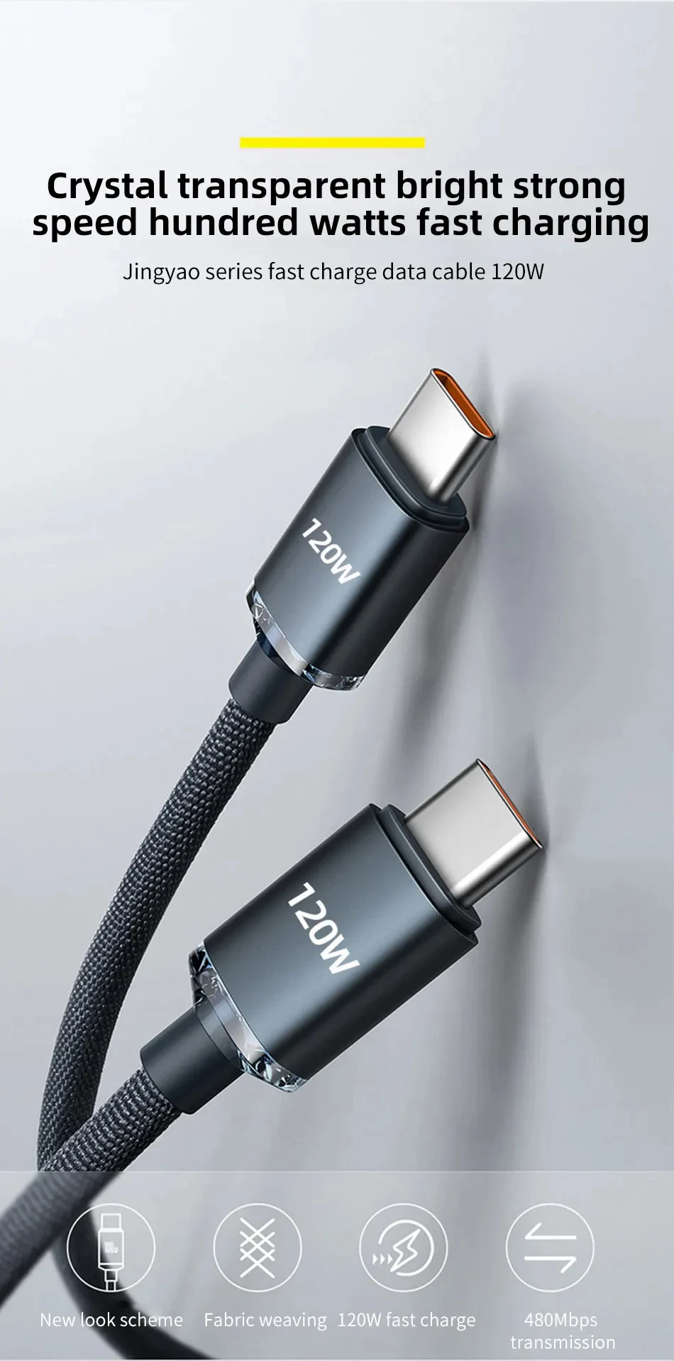 NNBILI 120W USB Type C To Type C Color Cable Phone Fast Charging USB A To Type C Data Cord Quick Charge For Huawei Xiaomi Honor