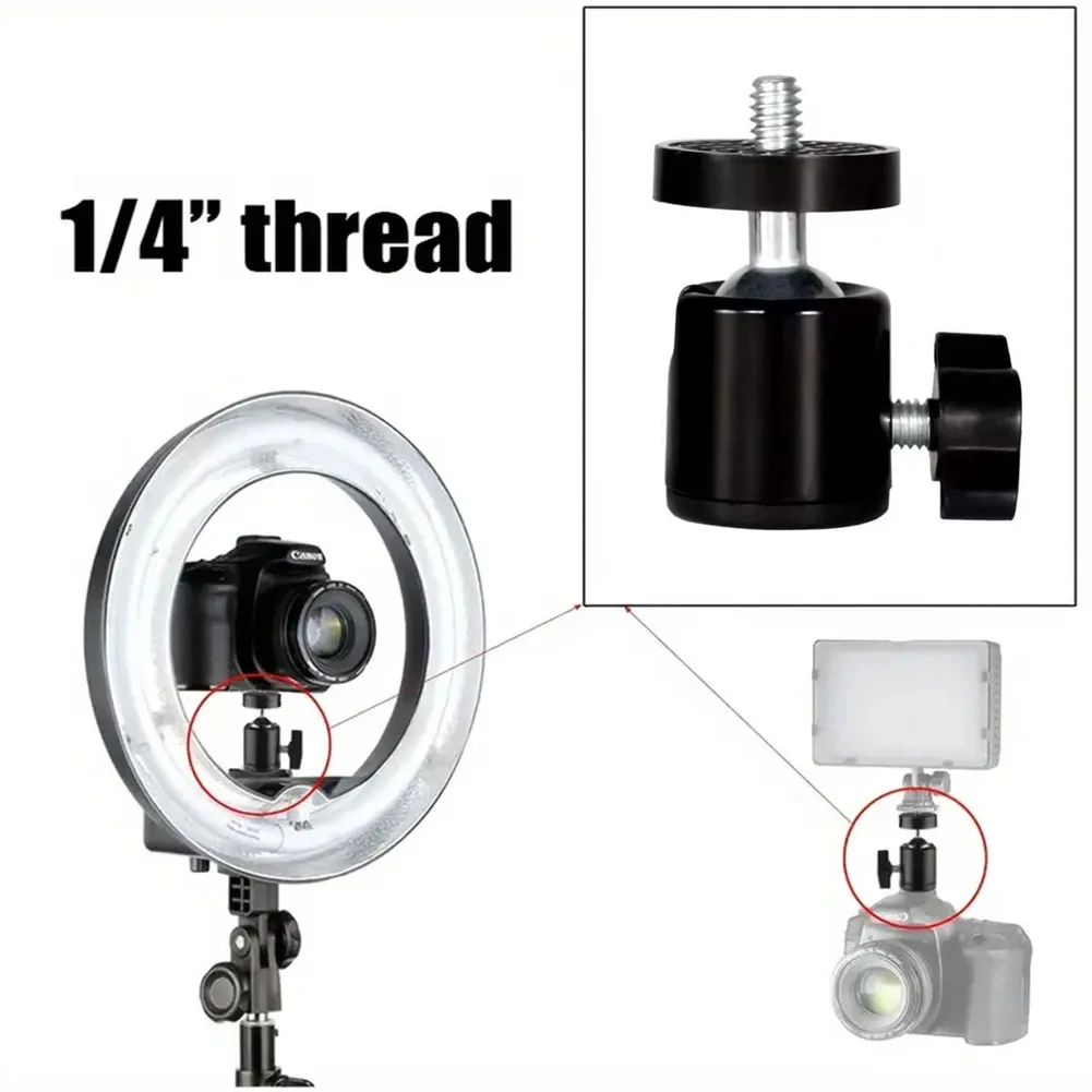 Aluminum Alloy 360° Rotatable Mini Ball Head with 1/4" Screw for DSLR Camera Tripod Phone Mount Vlog Photography
