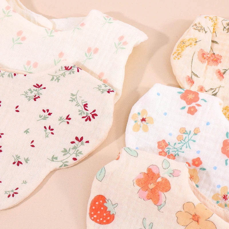 5pcs Korean Style Newborn Baby Cotton Bibs Floral Pastoral Type Baby Burp Bandana Scarf Boys Girls Cloths Saliva Towel