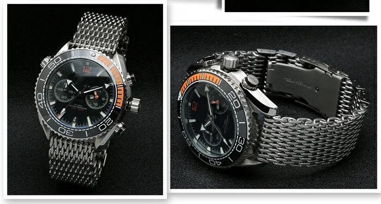 20/22/24mm Steel Dive Shark Mesh for Milanese Watch Bracelet Strap Band Weaving Double Snap Strap for Breitling Omega
