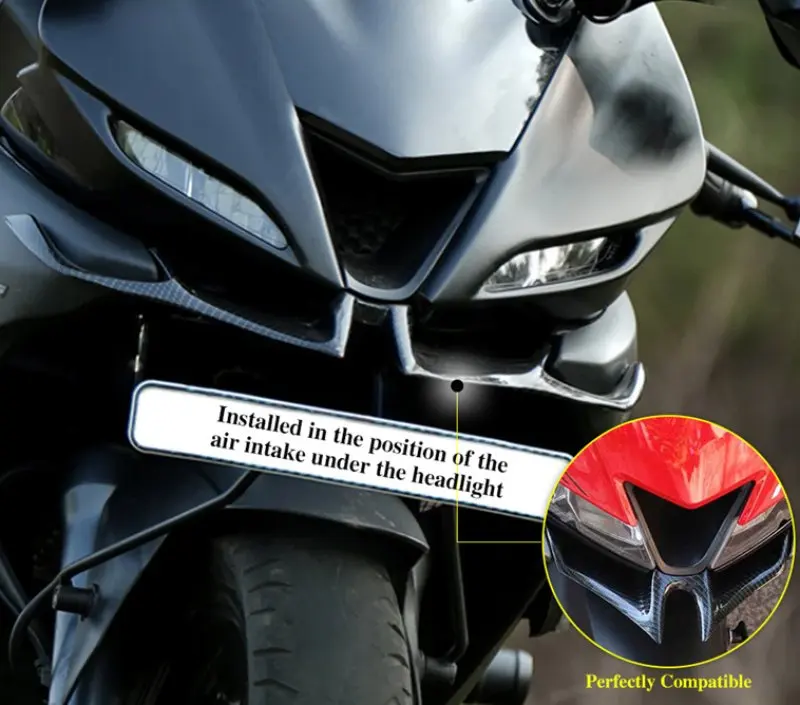 Motorcycle New Front Fairing Winglet Wing Cover Trim For YAMAHA R15 V3 2017 2018 2019 2020 2021 Shark Fin Beak Moto Accessories
