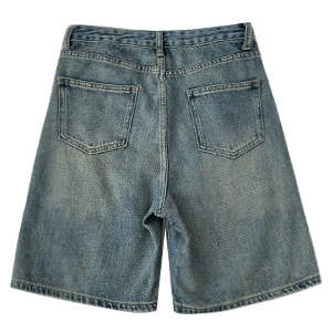 Retro Denim Shorts Women Summer High Waist Loose Wide Leg Straight Short Pants Versatile Casual Half Pants Female Streetwear