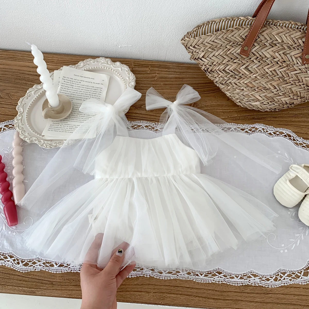 Summer Baby Romper Set Lace Polka Dots Toddler Princess Dress Infant Girls Bodysuit Baby Onesies 0-24 Months