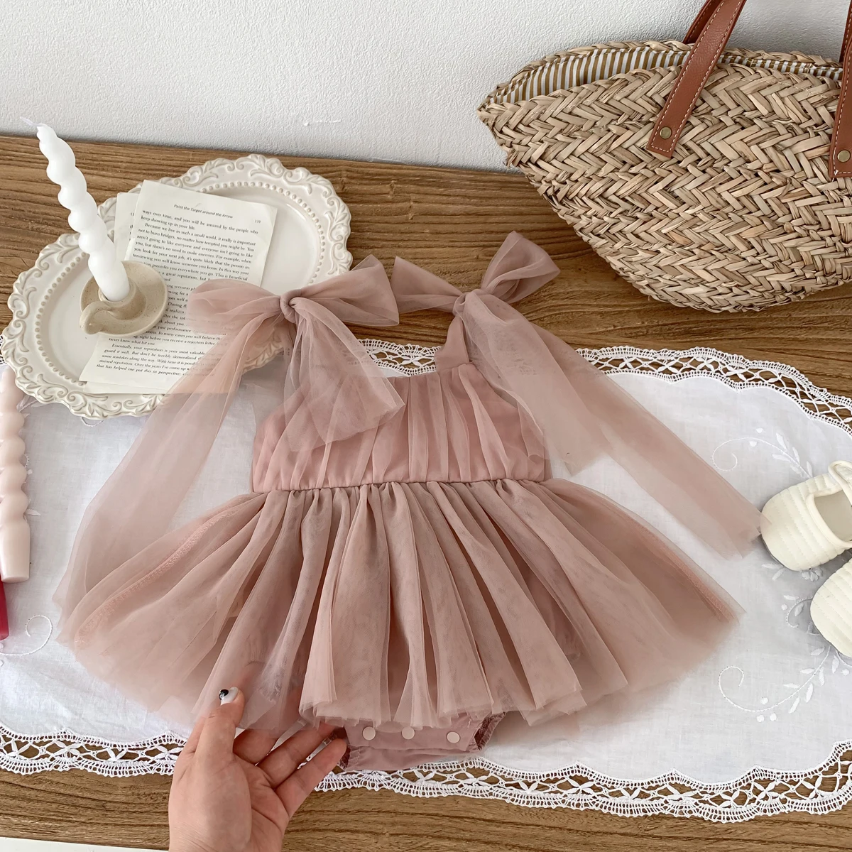 Summer Baby Romper Set Lace Polka Dots Toddler Princess Dress Infant Girls Bodysuit Baby Onesies 0-24 Months