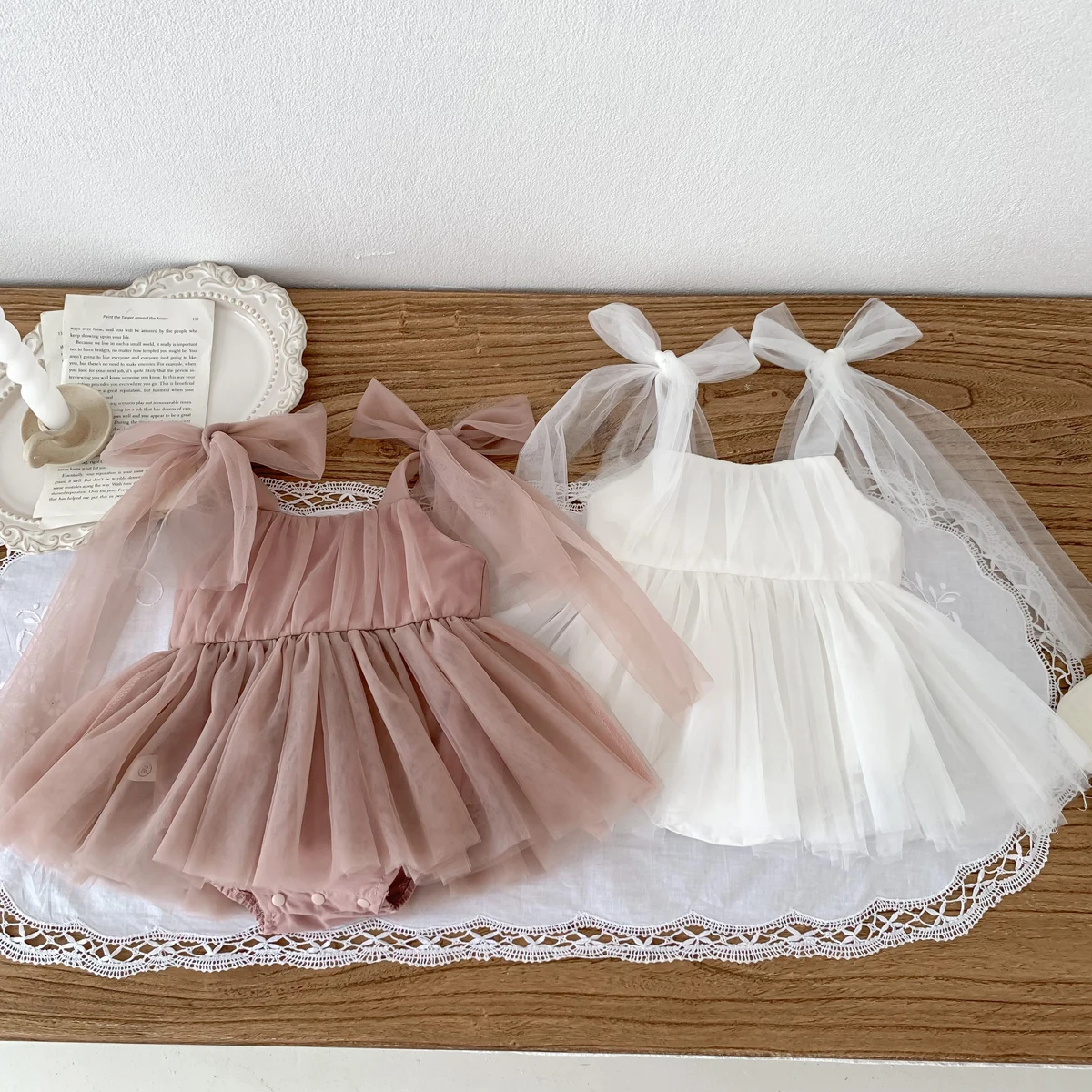Summer Baby Romper Set Lace Polka Dots Toddler Princess Dress Infant Girls Bodysuit Baby Onesies 0-24 Months
