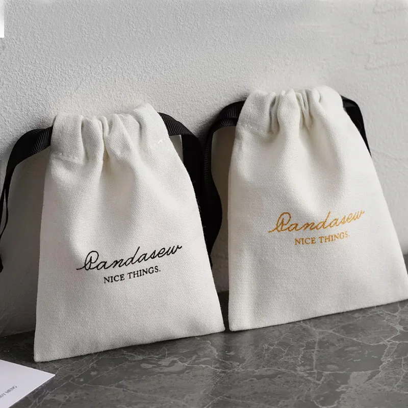 Cotton Gift Bags Higher Quality Sew Muslin Shopping Dust Sack 5x7cm 7x9cm Custom Logo Makeup Jewelry Pouch