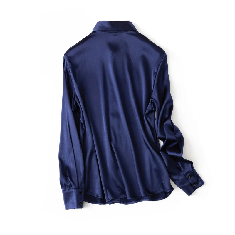 SuyaDream Woman Solid Shirts 93%Real Silk 7%Spandex Long Sleeves Chic Blouses, 2025 Spring Autumn Office Lady Top