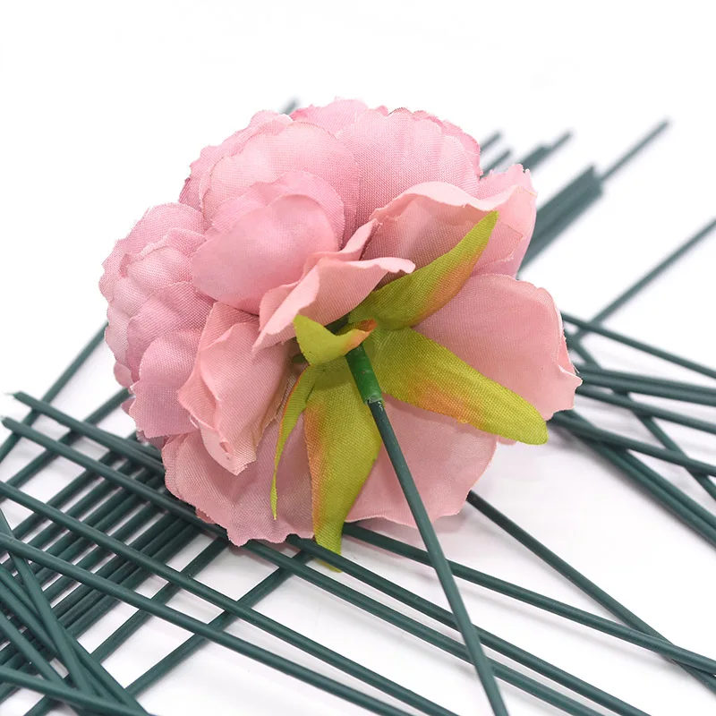 20Pcs 15/25/40cm Artificial Green Flower Stem DIY Floral Material Handmade Wire Stem Accessoies for Wedding Home Decoration