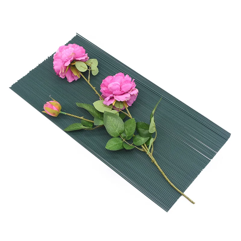 20Pcs 15/25/40cm Artificial Green Flower Stem DIY Floral Material Handmade Wire Stem Accessoies for Wedding Home Decoration