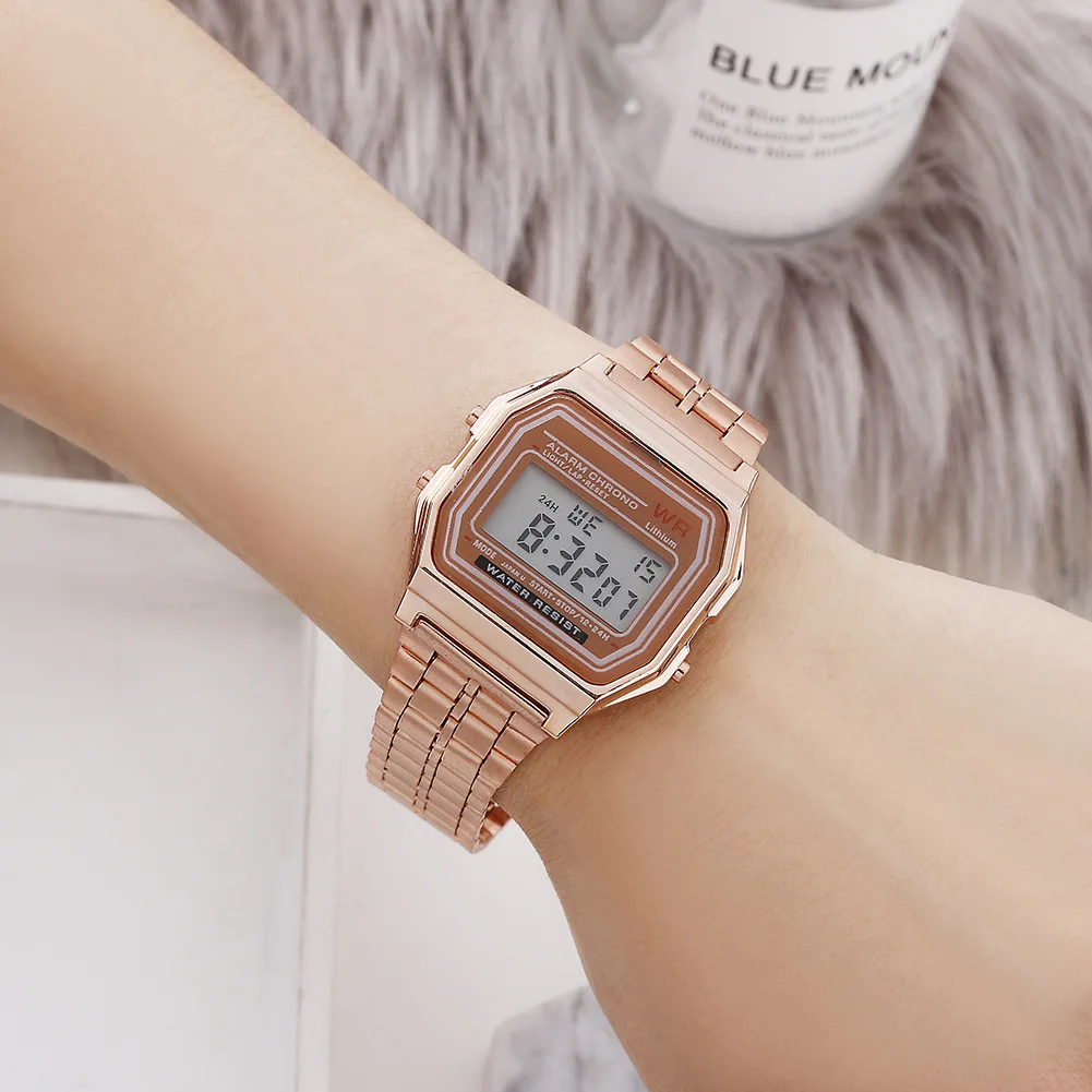 Women Men Unisex Watch Gold Silver Black Vintage LED Digital Sports Military Wristwatches Electronic Digital Present Gift Male