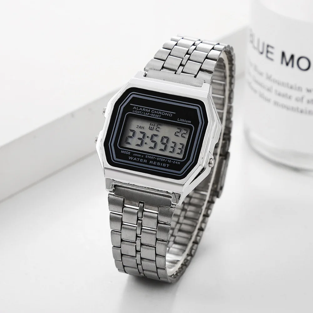 Women Men Unisex Watch Gold Silver Black Vintage LED Digital Sports Military Wristwatches Electronic Digital Present Gift Male