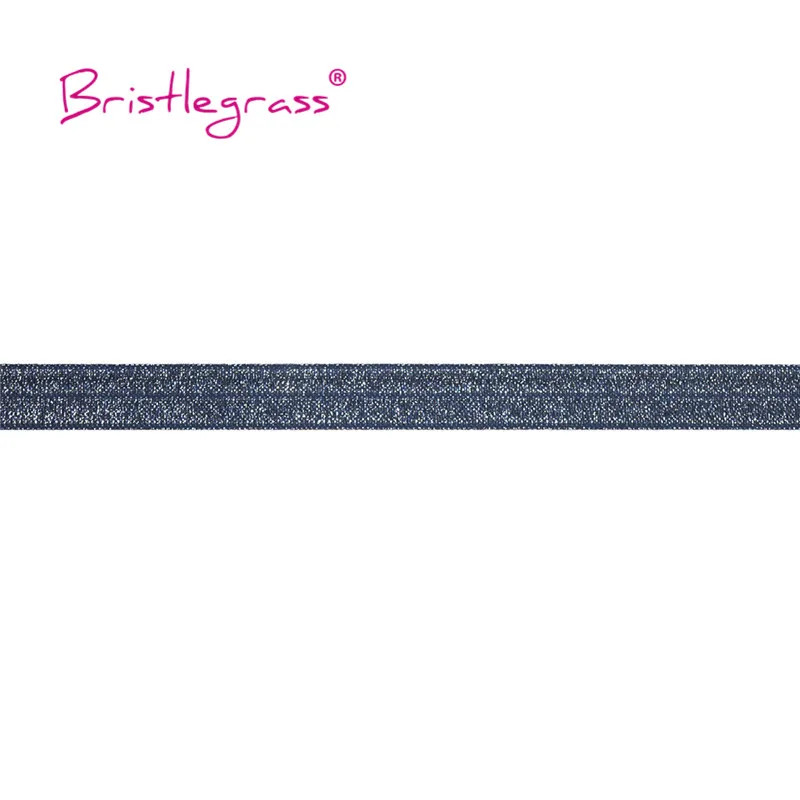 BRISTLEGRASS 2 5 10 Yard 5/8" 15mm Silver Glitter FOE Fold Over Elastics Spandex Bands Tapes Hair Tie Headband Dress Sewing Trim