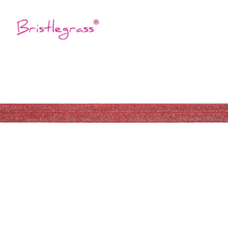 BRISTLEGRASS 2 5 10 Yard 5/8" 15mm Silver Glitter FOE Fold Over Elastics Spandex Bands Tapes Hair Tie Headband Dress Sewing Trim