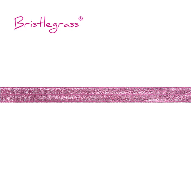 BRISTLEGRASS 2 5 10 Yard 5/8" 15mm Silver Glitter FOE Fold Over Elastics Spandex Bands Tapes Hair Tie Headband Dress Sewing Trim