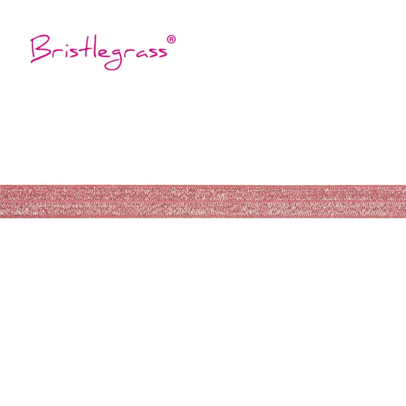 BRISTLEGRASS 2 5 10 Yard 5/8" 15mm Silver Glitter FOE Fold Over Elastics Spandex Bands Tapes Hair Tie Headband Dress Sewing Trim