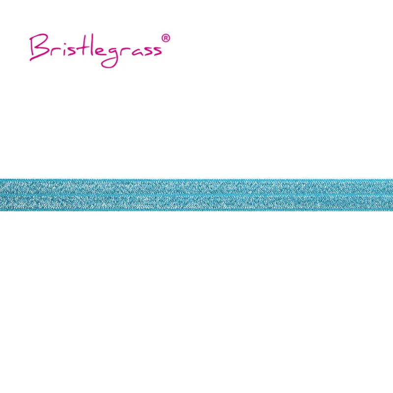BRISTLEGRASS 2 5 10 Yard 5/8" 15mm Silver Glitter FOE Fold Over Elastics Spandex Bands Tapes Hair Tie Headband Dress Sewing Trim