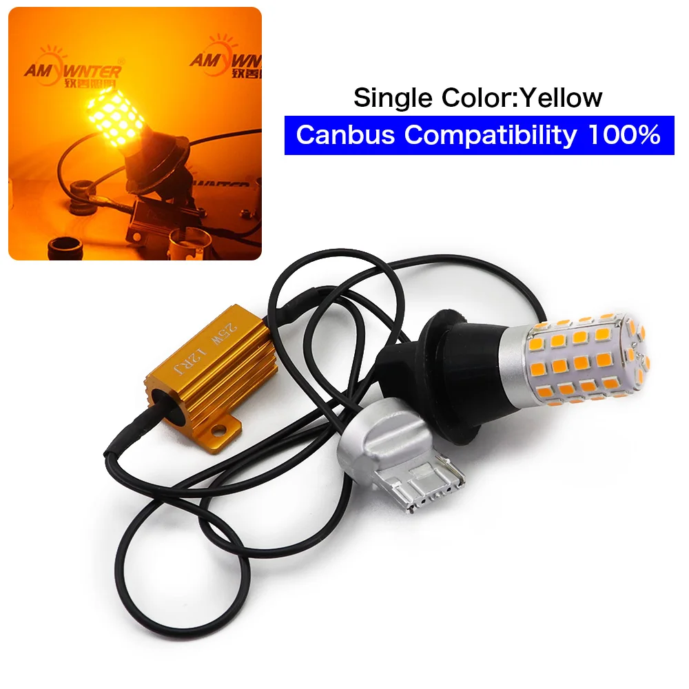 drl turn Light py21w p21w canbus 1156 ba15s Led Car Light Dual Color Switchback 1056 BAU15S Lamp Bulb Running