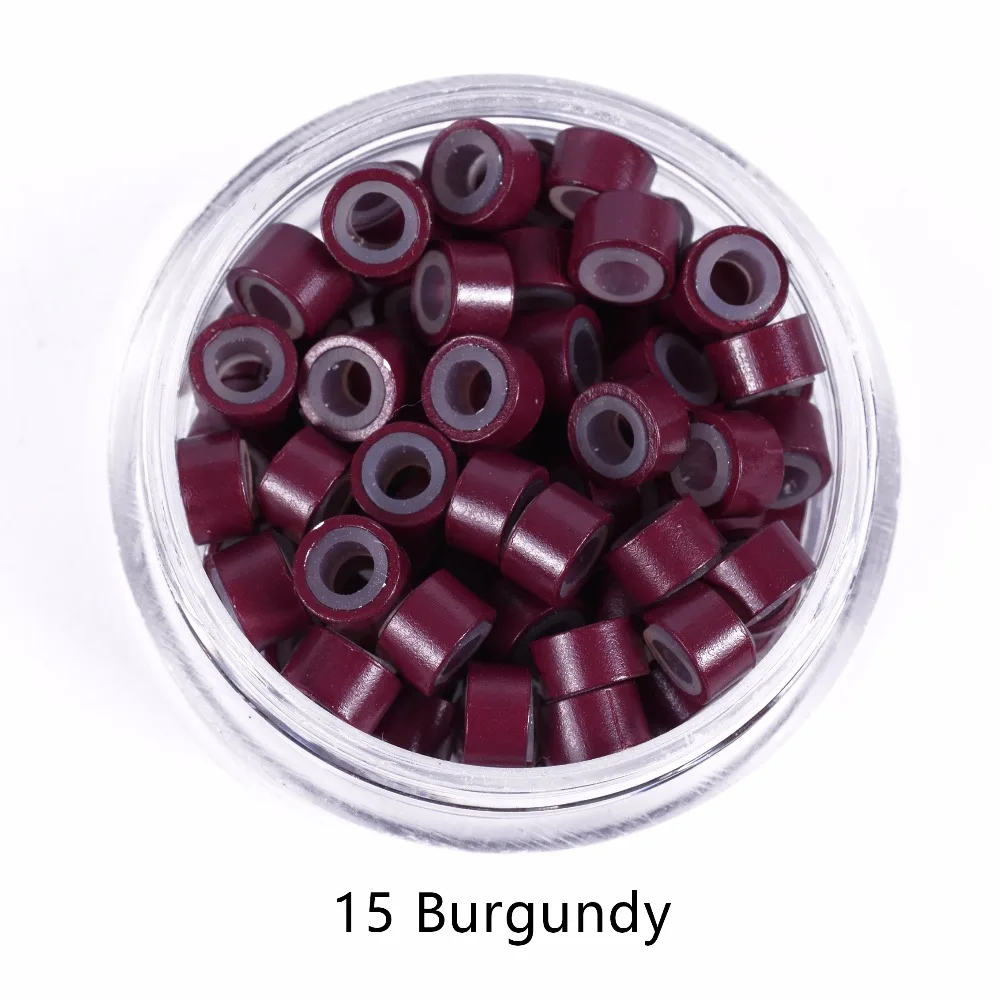 100Pcs 5.0*3.0*3.0mm Micro Silicone Lined Rings/Links/Beads MICRO Ring Link Crimp Beads Hair Extensions Tools