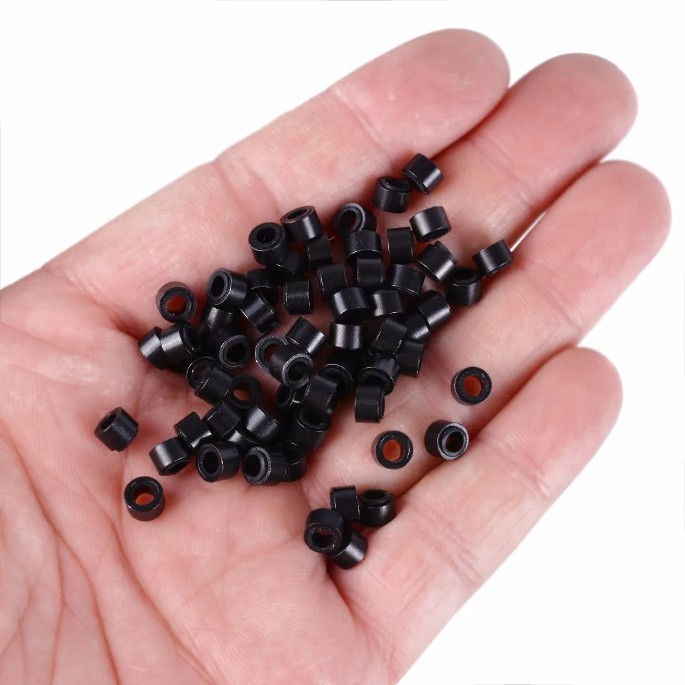 100Pcs 5.0*3.0*3.0mm Micro Silicone Lined Rings/Links/Beads MICRO Ring Link Crimp Beads Hair Extensions Tools