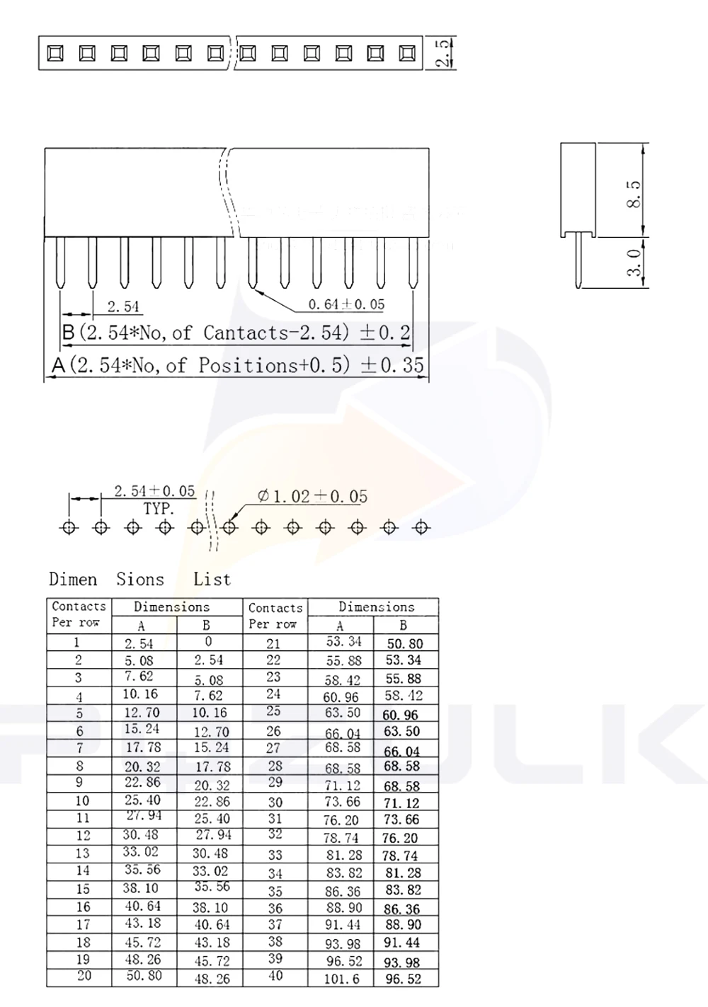 100PCS Single Row Female 2.54MM Spacing Pin Socket Female Header Connector 2P 3P 4P 5P 6P 7P 8P 9P 10P 11P 12P 13P 14P 15P 40P