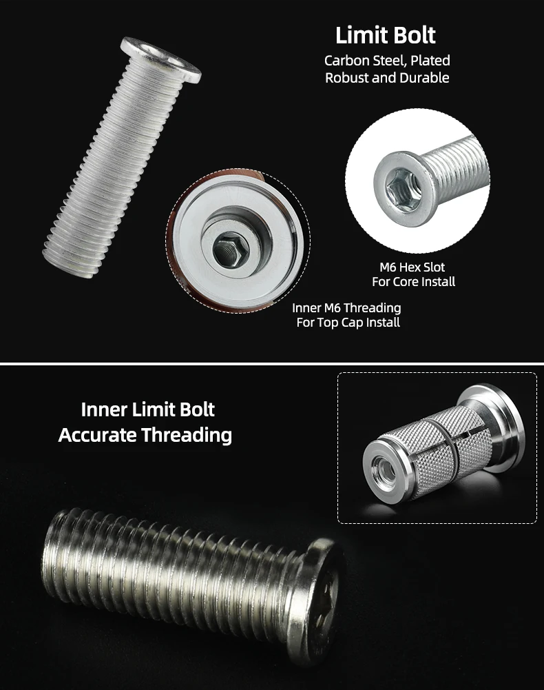 Bicycle Compression Plug Steerer Headset Expansion Bolts Insert Bowl Top Cap Mount 1 1/8" Expander Nuts Carbon Fork Anchor