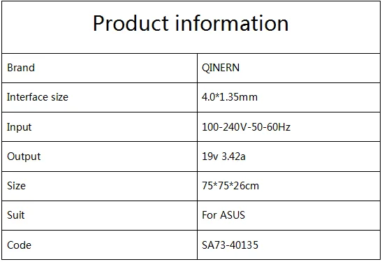 19V 3.42A 65W 4.0*1.35 Power Charger Laptop Adapter for Asus Zenbook UX32VD UX305CA UX31A X201E UX305F S200E ADP-65DW