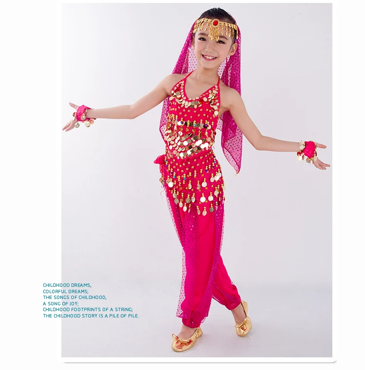 Kids Belly Dance Costumes Set Oriental Dance Girls Belly Dancing India Belly Dance Clothes Bellydance Child Kids Indian 6 Colors