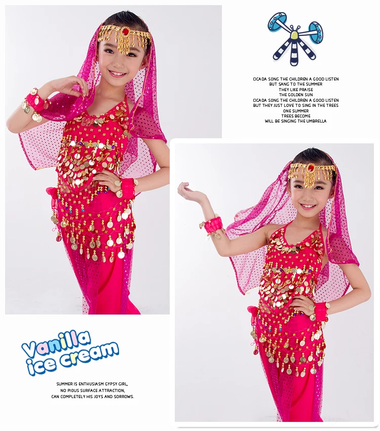 Kids Belly Dance Costumes Set Oriental Dance Girls Belly Dancing India Belly Dance Clothes Bellydance Child Kids Indian 6 Colors