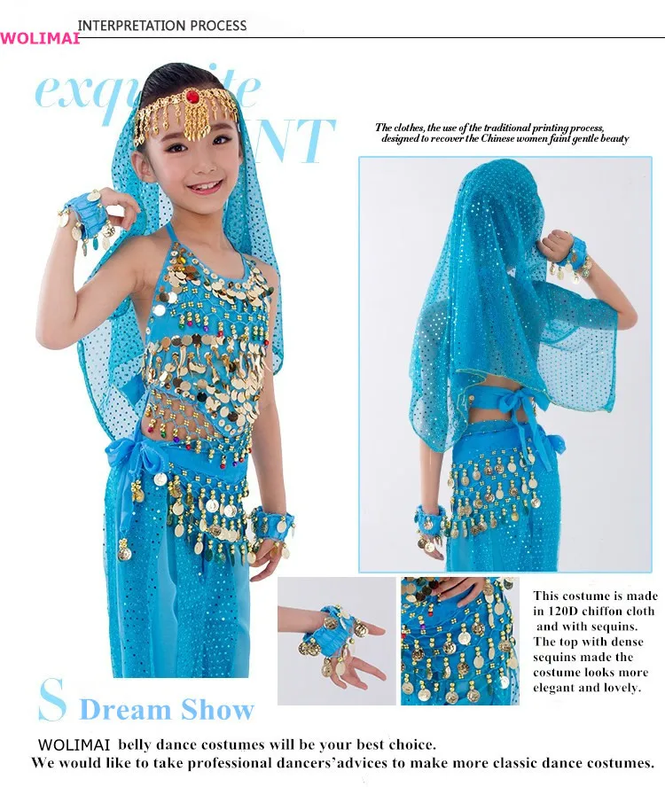 Kids Belly Dance Costumes Set Oriental Dance Girls Belly Dancing India Belly Dance Clothes Bellydance Child Kids Indian 6 Colors