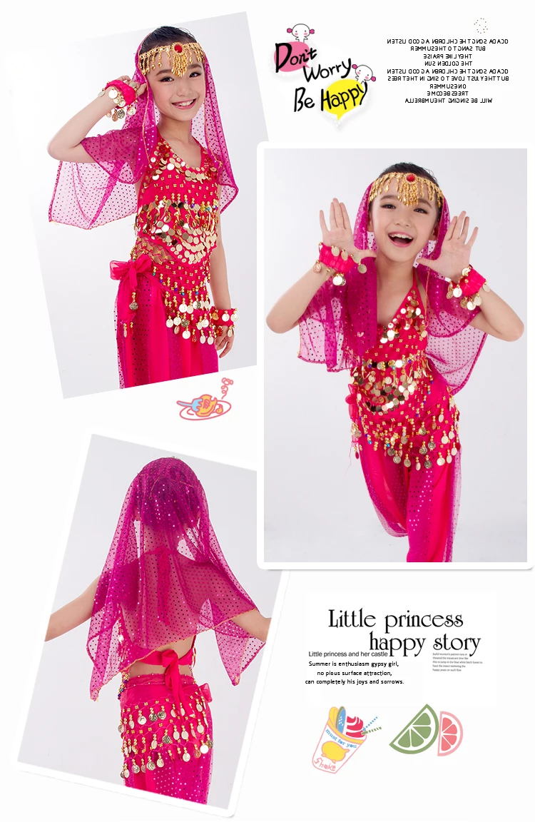 Kids Belly Dance Costumes Set Oriental Dance Girls Belly Dancing India Belly Dance Clothes Bellydance Child Kids Indian 6 Colors
