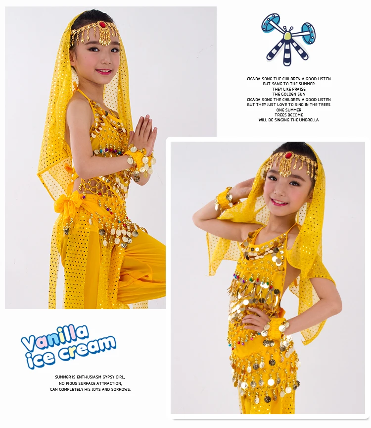 Kids Belly Dance Costumes Set Oriental Dance Girls Belly Dancing India Belly Dance Clothes Bellydance Child Kids Indian 6 Colors