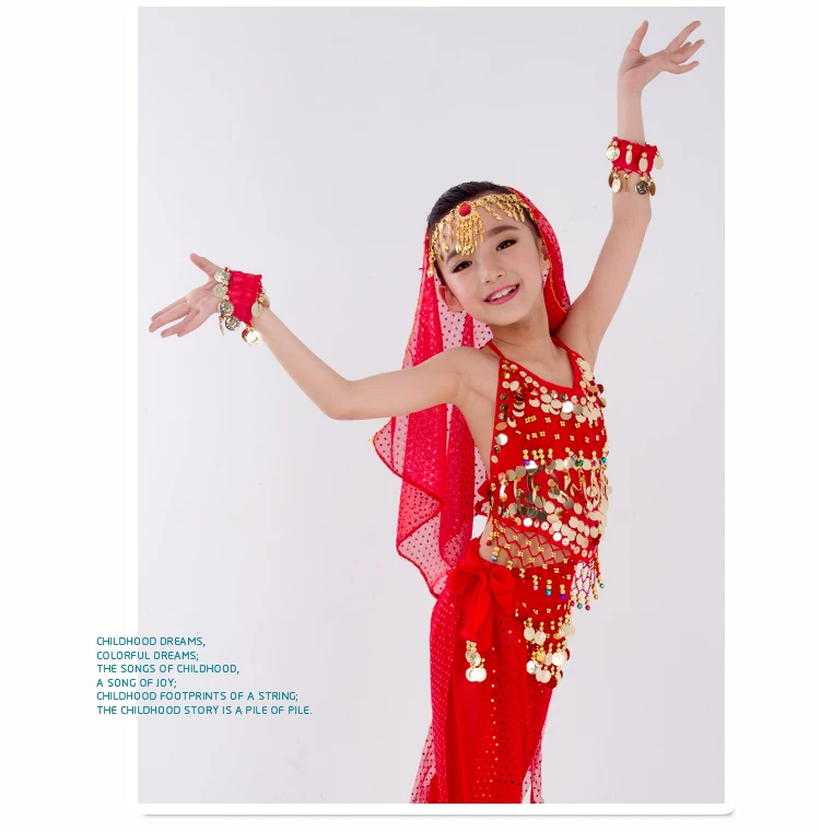 Kids Belly Dance Costumes Set Oriental Dance Girls Belly Dancing India Belly Dance Clothes Bellydance Child Kids Indian 6 Colors