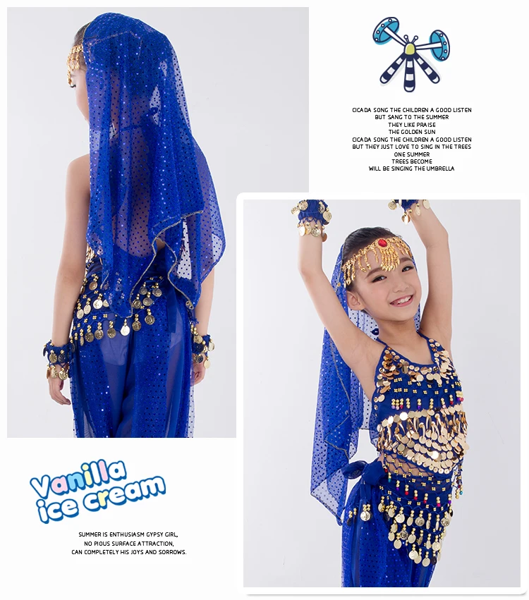 Kids Belly Dance Costumes Set Oriental Dance Girls Belly Dancing India Belly Dance Clothes Bellydance Child Kids Indian 6 Colors