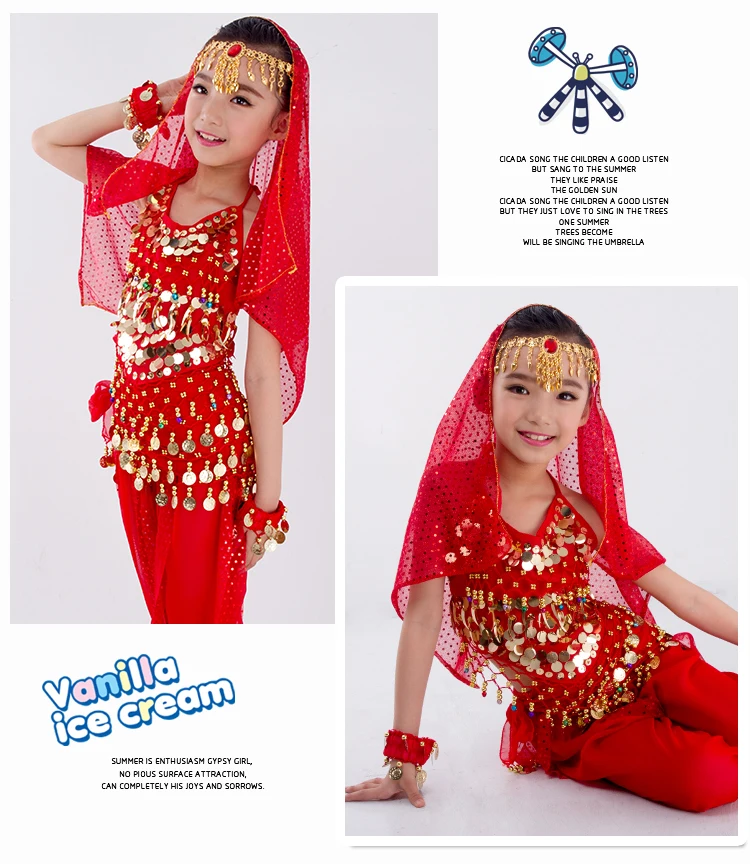 Kids Belly Dance Costumes Set Oriental Dance Girls Belly Dancing India Belly Dance Clothes Bellydance Child Kids Indian 6 Colors