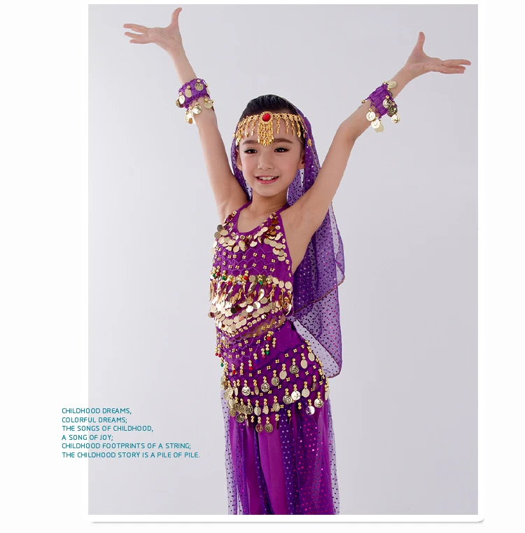 Kids Belly Dance Costumes Set Oriental Dance Girls Belly Dancing India Belly Dance Clothes Bellydance Child Kids Indian 6 Colors