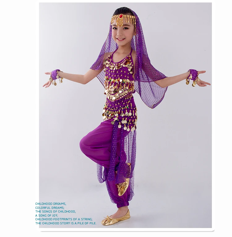 Kids Belly Dance Costumes Set Oriental Dance Girls Belly Dancing India Belly Dance Clothes Bellydance Child Kids Indian 6 Colors
