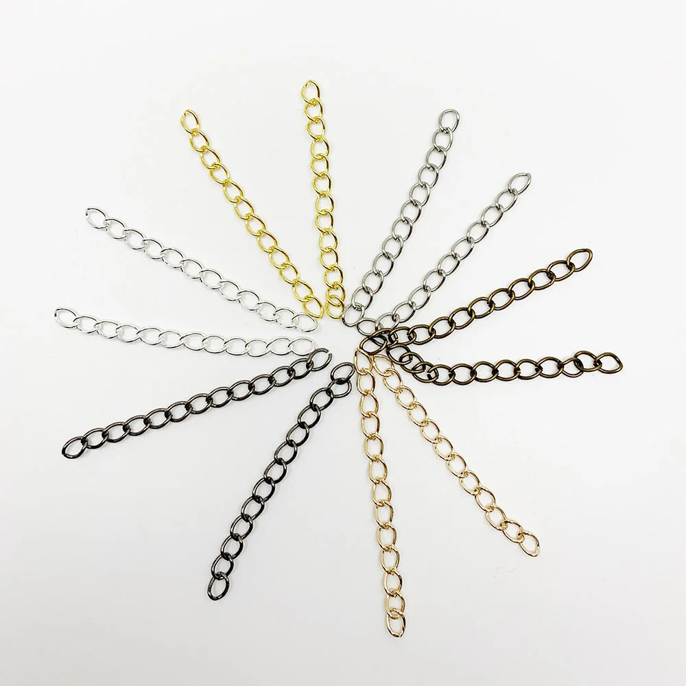 50-100pcs/lot 50mm 70mm Necklace Extension Chain Bulk Bracelet Extended Chains Tail Extender For DIY Jewelry Making Findings