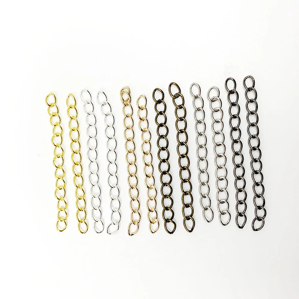 50-100pcs/lot 50mm 70mm Necklace Extension Chain Bulk Bracelet Extended Chains Tail Extender For DIY Jewelry Making Findings