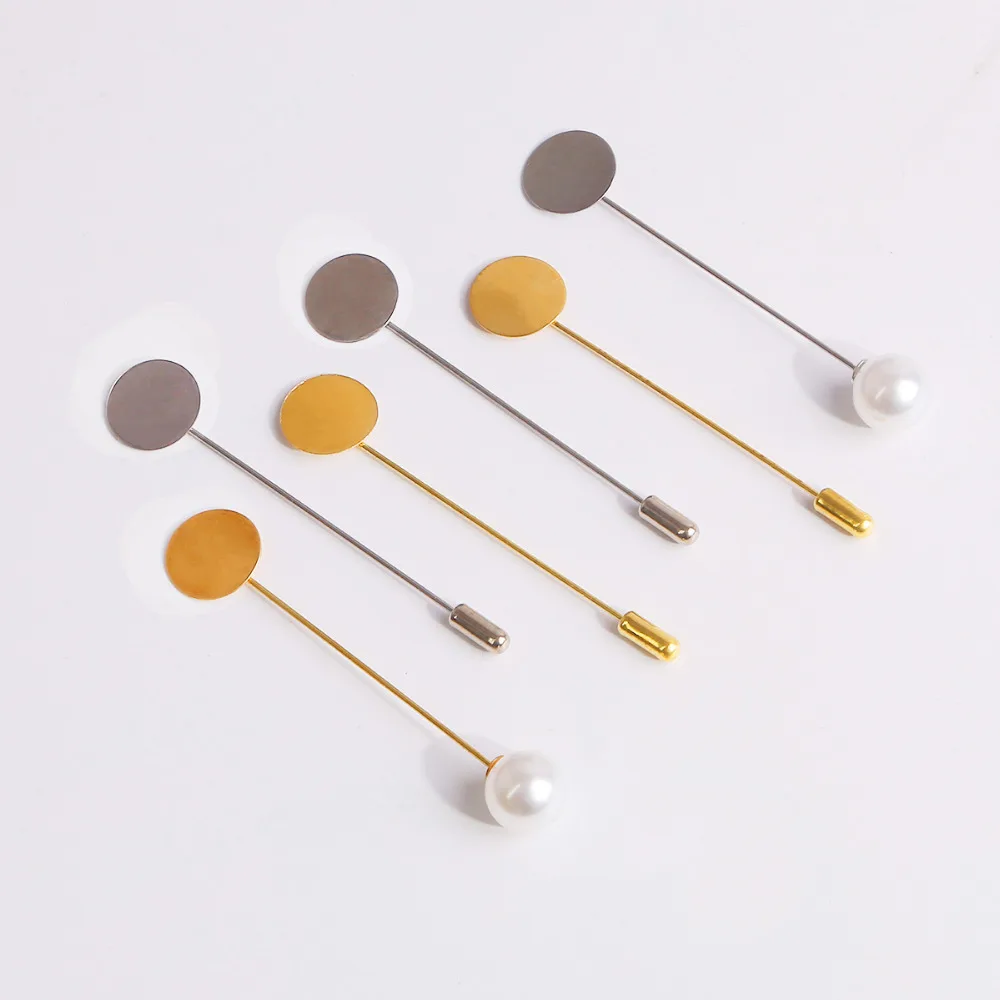 Gold Silver 10pcs Factory Plated Simulated Pearl Alloy Copper Long Brooch Pin for DIY Lapel Dress Jewelry Brooches Accessories