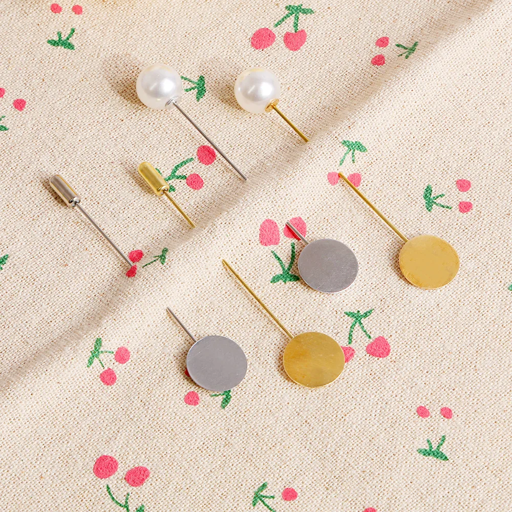 Gold Silver 10pcs Factory Plated Simulated Pearl Alloy Copper Long Brooch Pin for DIY Lapel Dress Jewelry Brooches Accessories
