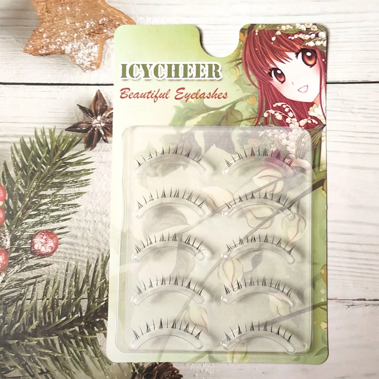ICYCHEER 5 Pairs Lady Girl Handmade Natural Lower Under Bottom False Eyelashes Makeup Tools Short Eyelash Extension
