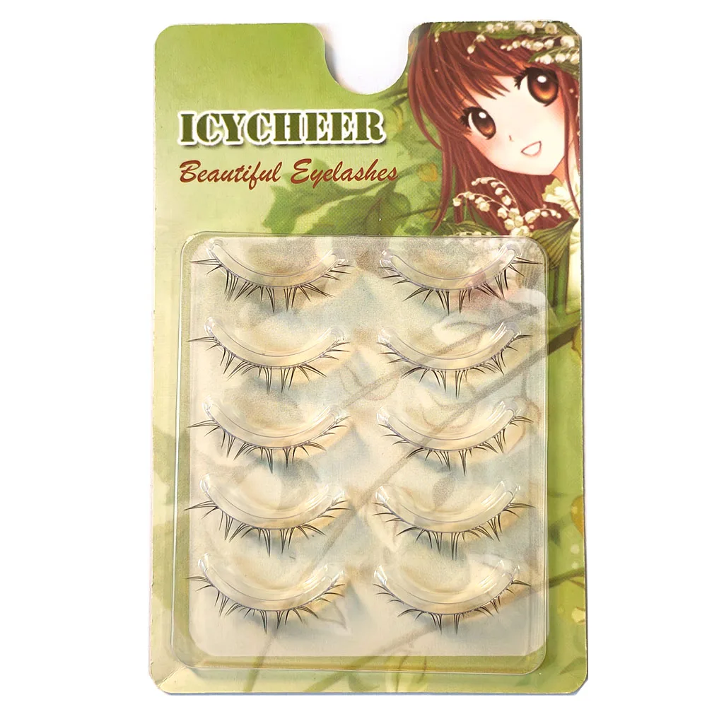 ICYCHEER 5 Pairs Lady Girl Handmade Natural Lower Under Bottom False Eyelashes Makeup Tools Short Eyelash Extension