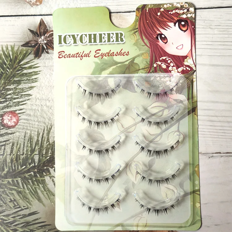 ICYCHEER 5 Pairs Lady Girl Handmade Natural Lower Under Bottom False Eyelashes Makeup Tools Short Eyelash Extension