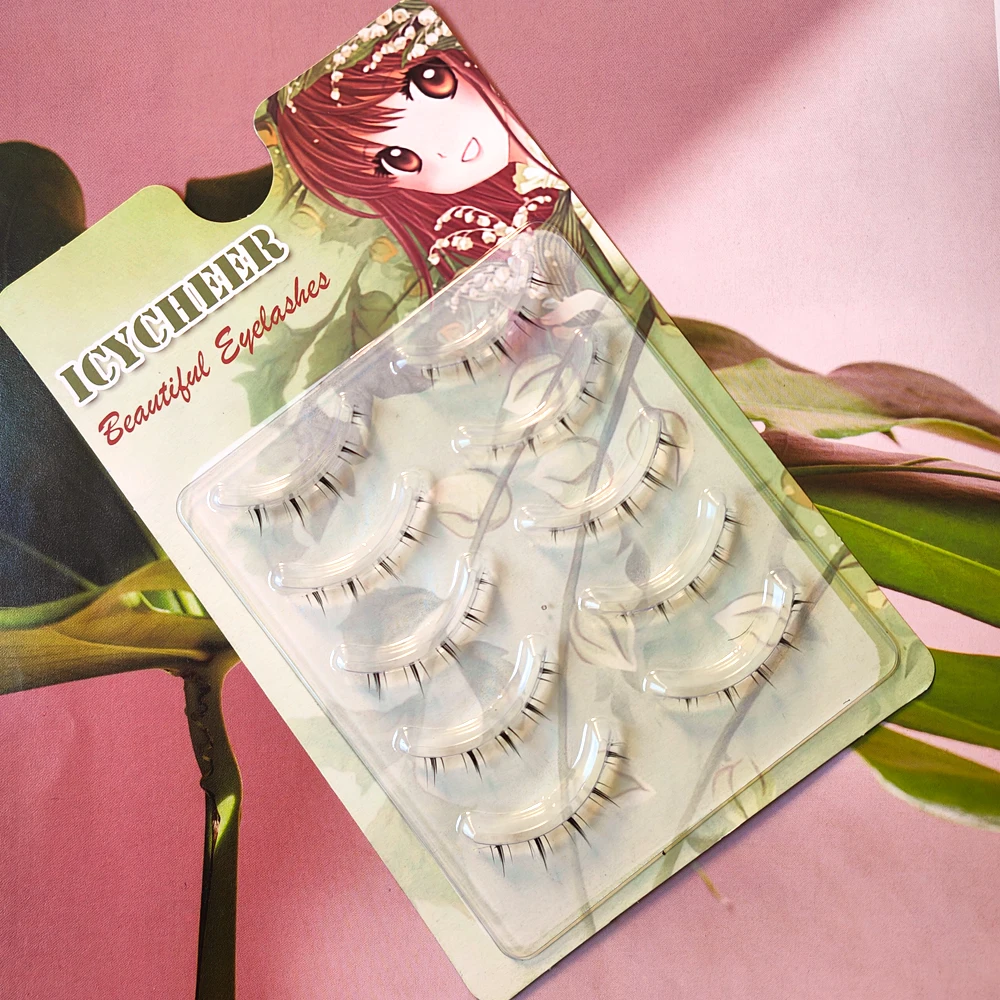 ICYCHEER 5 Pairs Lady Girl Handmade Natural Lower Under Bottom False Eyelashes Makeup Tools Short Eyelash Extension