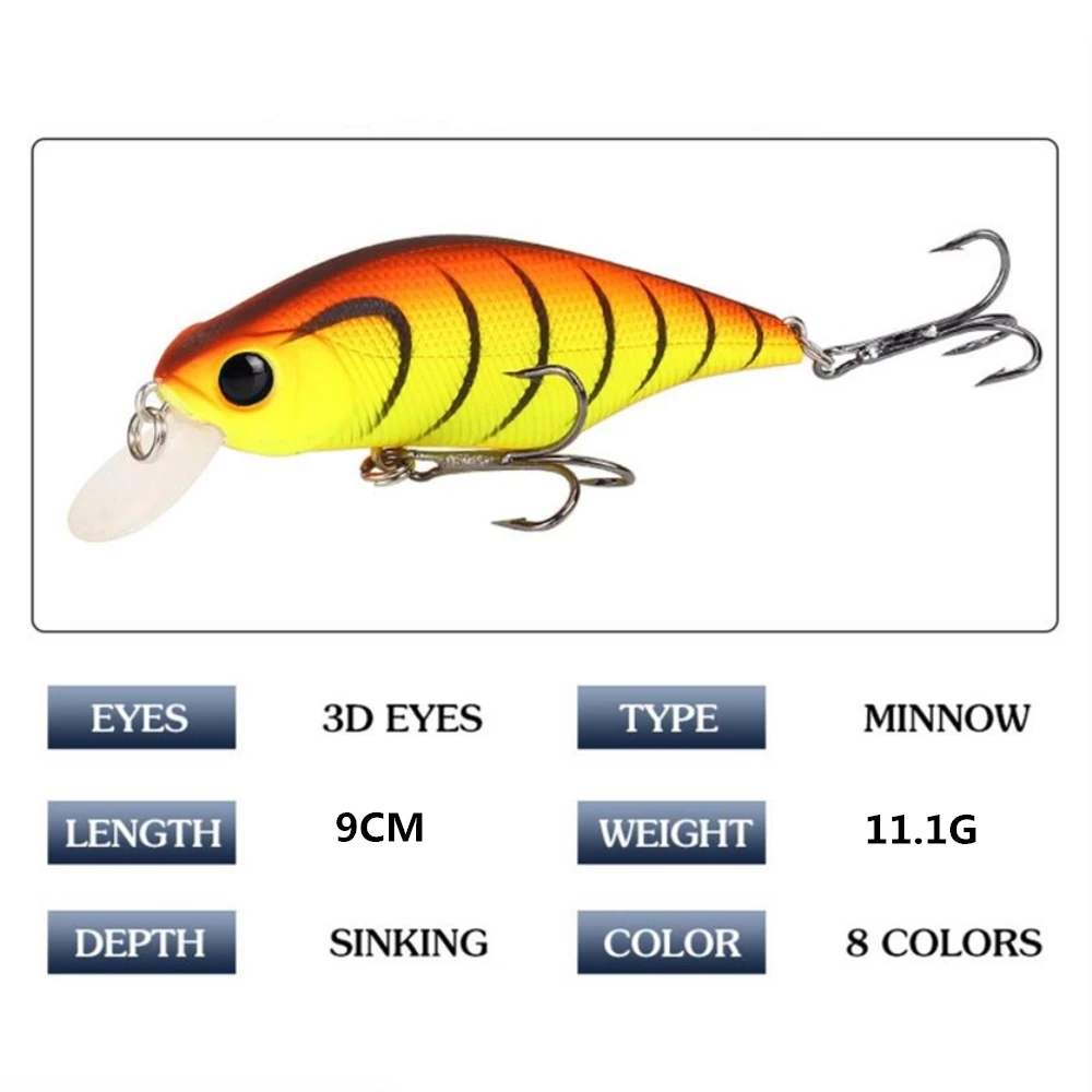 1Pcs Floating Minnow Fishing Lure Wobbler 9cm 11.3g Crankbait Artificial Japan Hard Bait Swimbait Trout Bass Carp Fishing Tackle
