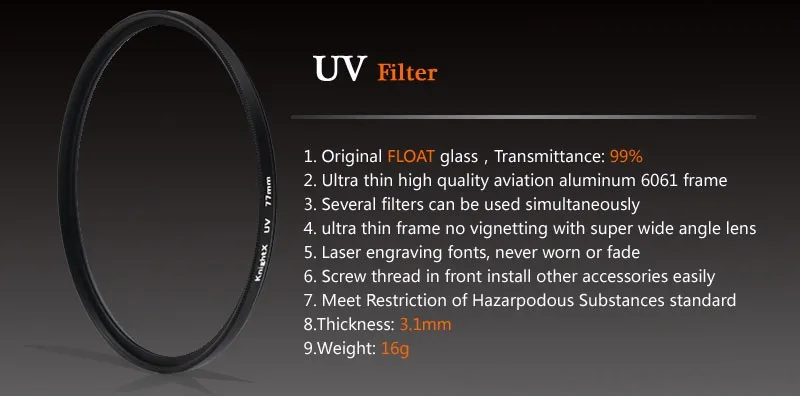 KnightX HD UV MCUV 49 52 55 58 62 67 72 77 MM Camera Lens Filter For canon eos sony nikon 500d 1200d light d80 set 52MM 58MM