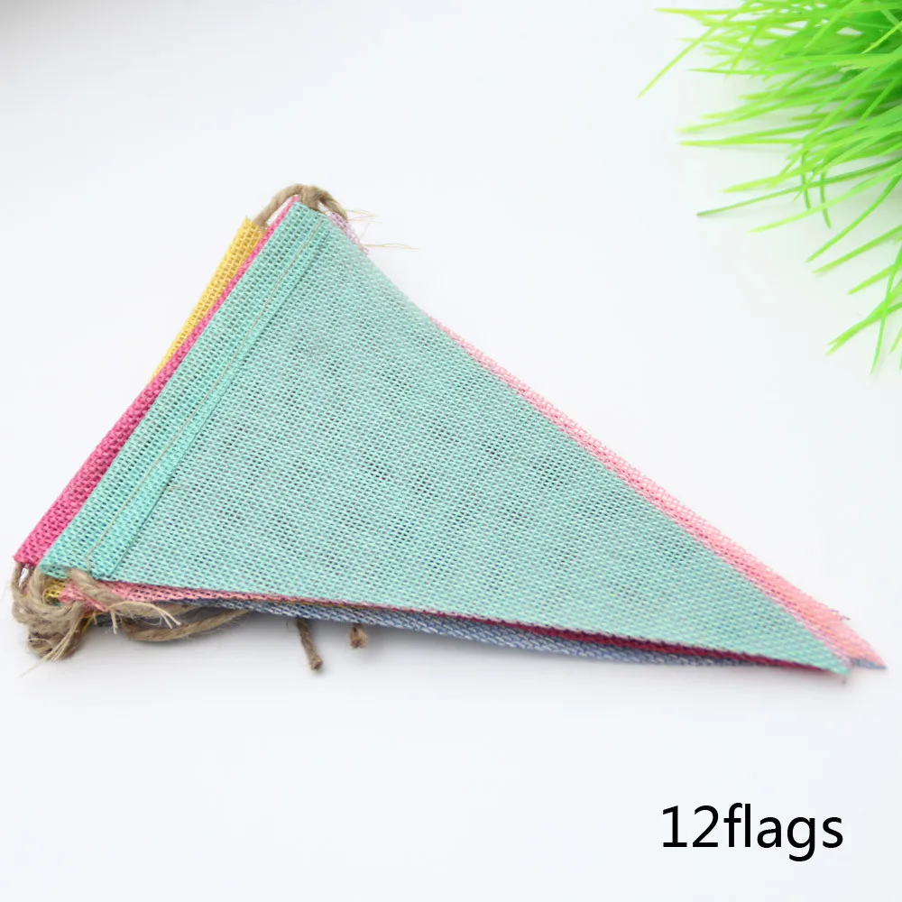 4M Colorful Jute Linen Flags Pennant Birthday Bunting Banners Wall Hanging Wedding Hanging Banner Party Garland for Home Decor