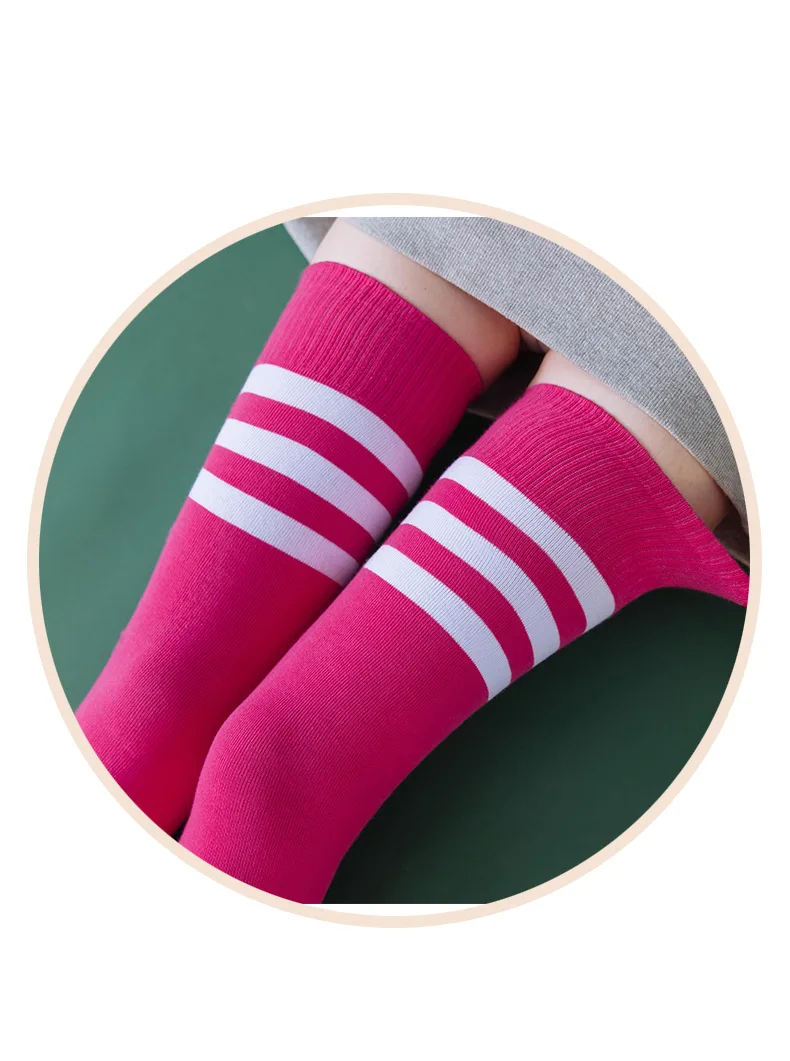 Women Girls Over Knee Long Stripe Thigh High Striped Cotton Socks 22 Colors Sweet Cute Plus Size Overknee Socks